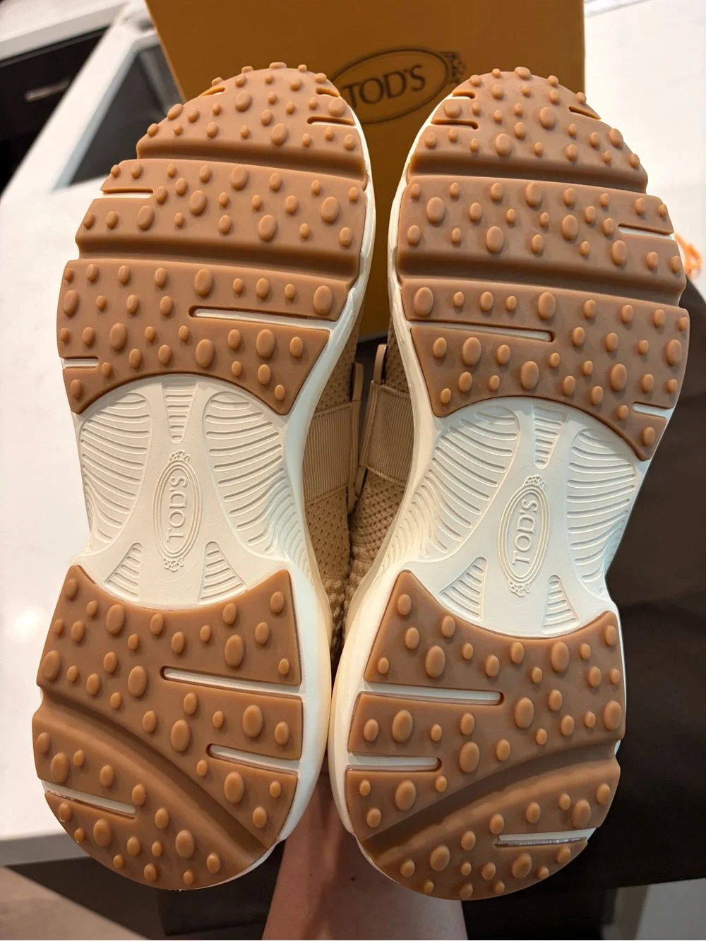 NWOT Tod's Kate Beige Knit Slip-On Sneakers